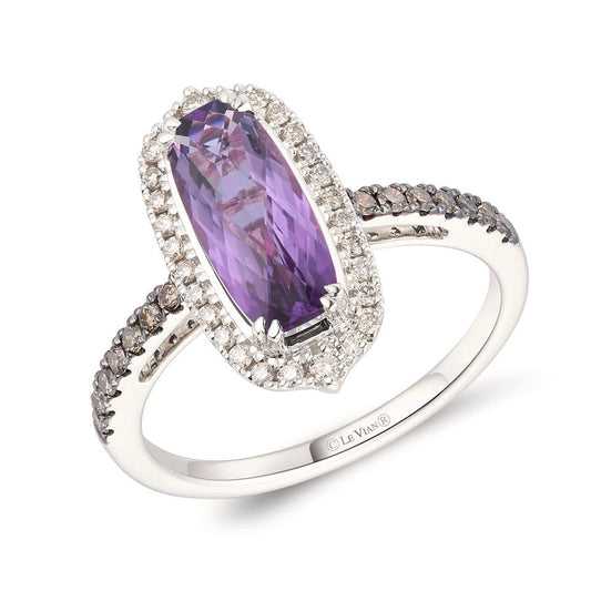 Le Vian® Ring featuring 1 5/8 cts. Grape Amethyst™, 1/5 cts. Nude Diamonds™, 1/6 cts. Chocolate Diamonds® set in 14K Vanilla Gold®