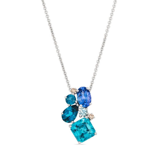 Le Vian® Pendant featuring 1 3/8 cts. Blueberry Zircon™, 1/2 cts. Deep Sea Blue Topaz™, 3/8 cts. Blueberry Tanzanite®, 1/20 cts. Blue Topaz, Nude Diamonds™ set in 14K Vanilla Gold®