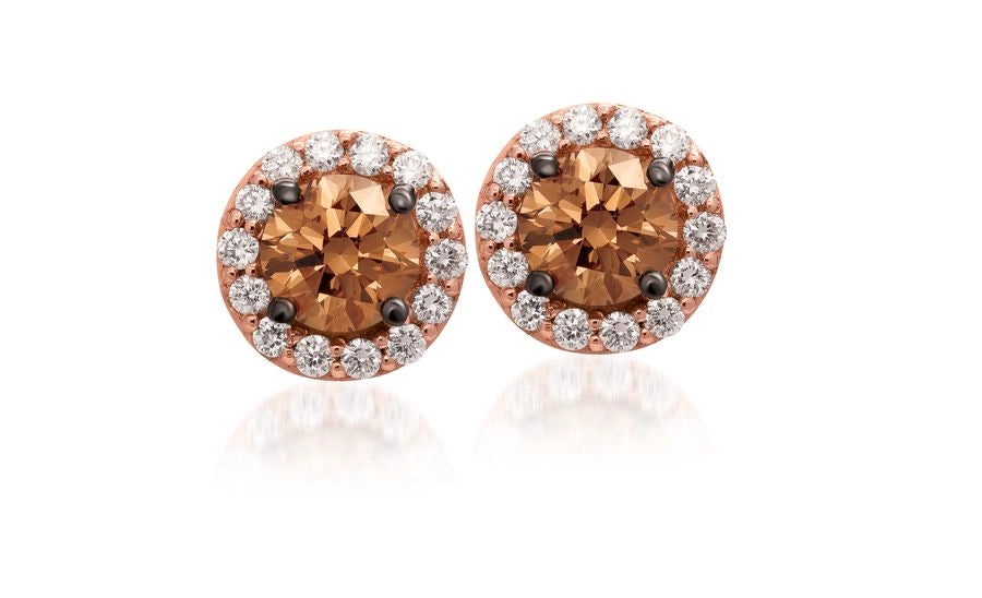 Le Vian Chocolatier® Earrings featuring 1/2 cts. Chocolate Diamonds®, 1/6 cts. Vanilla Diamonds® set in 14K Strawberry Gold®