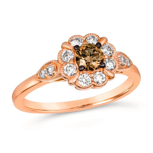 Le Vian® Ring featuring 1/3 cts. Chocolate Diamonds®, 1/3 cts. Nude Diamonds™ set in 14K Strawberry Gold®