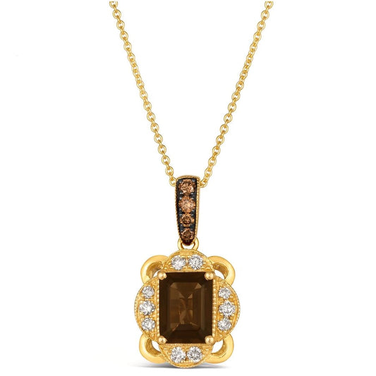 Le Vian® Pendant featuring 1 1/6 cts. Chocolate Quartz®, 1/10 cts. Chocolate Diamonds®, 1/5 cts. Nude Diamonds™ set in 14K Honey Gold™