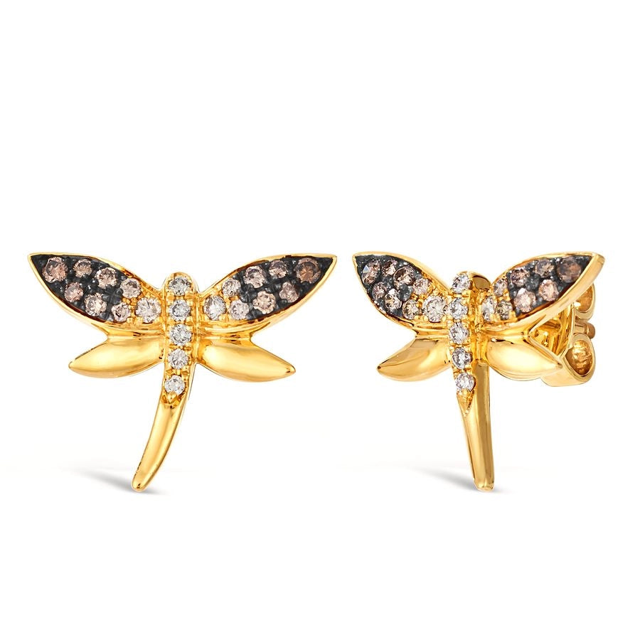 Le Vian® Earrings featuring 1/5 cts. Chocolate Ombré Diamonds®, 1/6 cts. Nude Diamonds™ set in 14K Honey Gold™