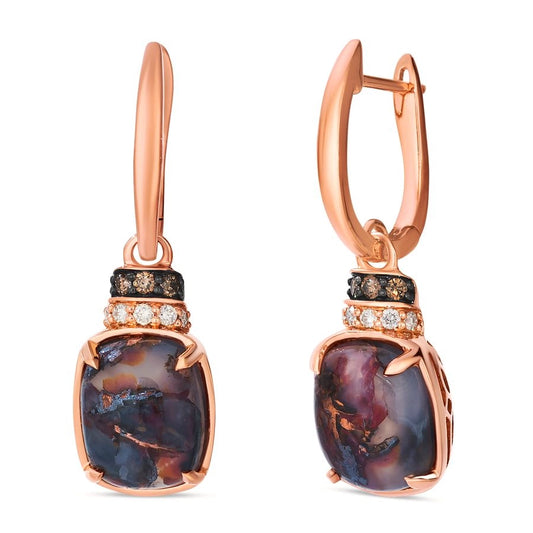 Le Vian® Earrings featuring 6 cts. Aquadite Black, 1/15 cts. Nude Diamonds™, 1/15 cts. Chocolate Diamonds® set in 14K Strawberry Gold®