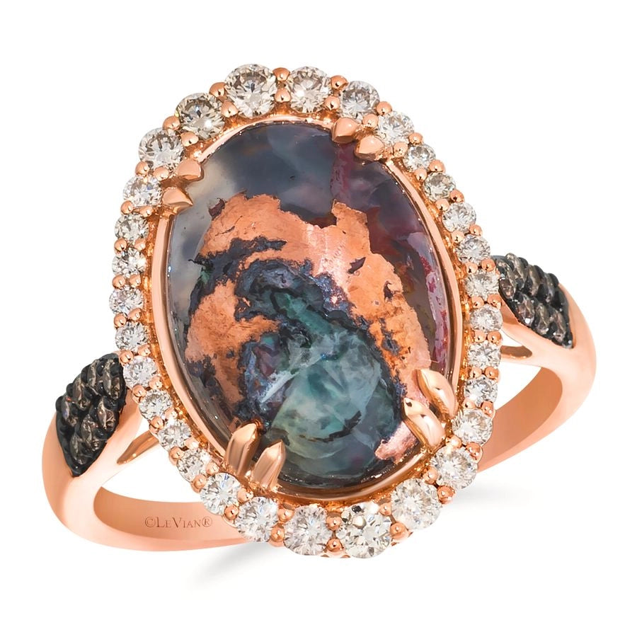 Le Vian® Ring featuring 4 cts. Aquadite Black, 3/8 cts. Nude Diamonds™, 1/6 cts. Chocolate Diamonds® set in 14K Strawberry Gold®