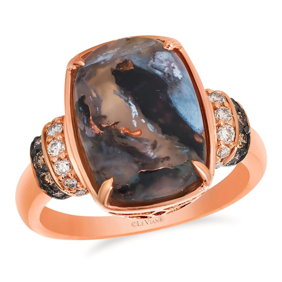 Le Vian® Ring featuring 4 3/4 cts. Aquadite Black, 1/6 cts. Nude Diamonds™, 1/8 cts. Chocolate Diamonds® set in 14K Strawberry Gold®