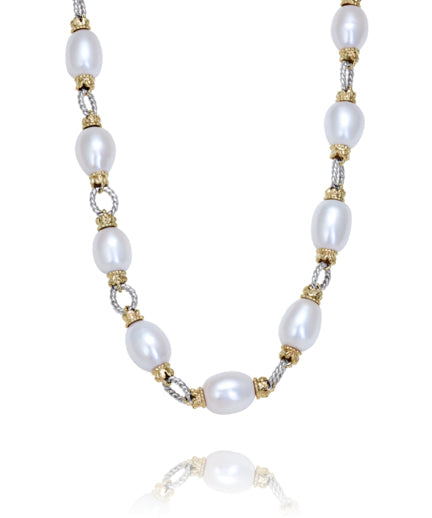 Vahan 14k Gold & Sterling Silver White Pearl Necklace