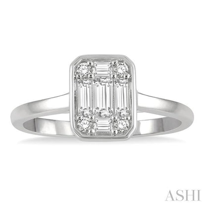 Emerald Shape Bezel Set Fusion Diamond Ring