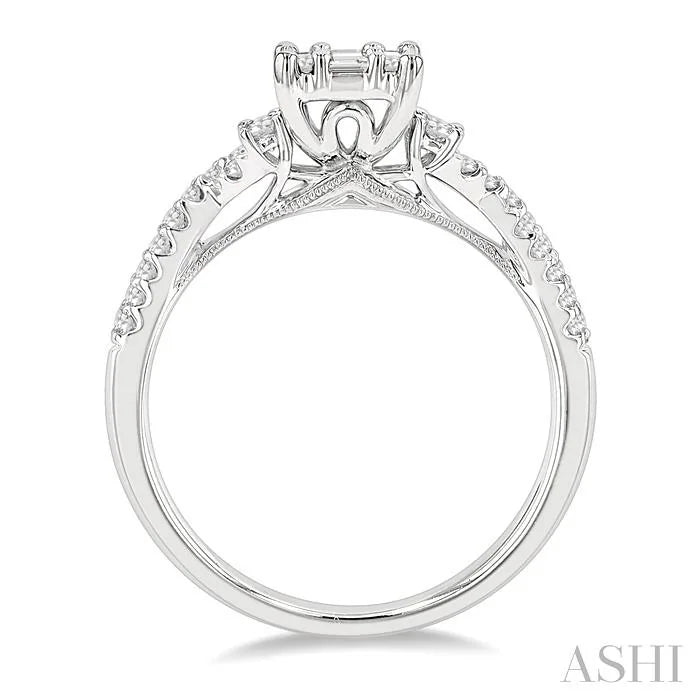 Emerald Shape Fusion Diamond Engagement Ring