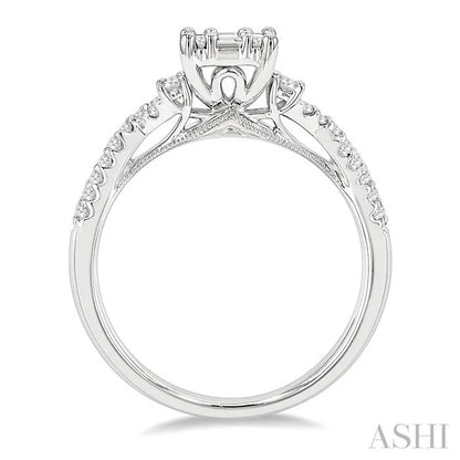 Emerald Shape Fusion Diamond Engagement Ring