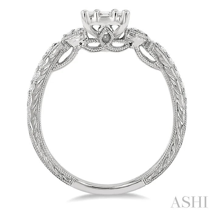 Emerald Shape Fusion Diamond Engagement Ring