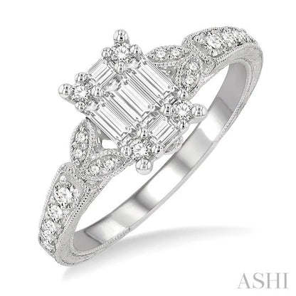 Emerald Shape Fusion Diamond Engagement Ring