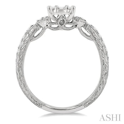 Emerald Shape Fusion Diamond Engagement Ring