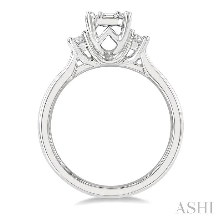 Emerald Shape Fusion Diamond Engagement Ring