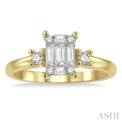 Emerald Shape Fusion Diamond Engagement Ring