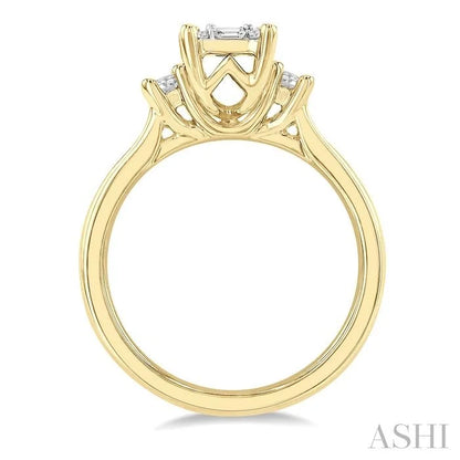 Emerald Shape Fusion Diamond Engagement Ring