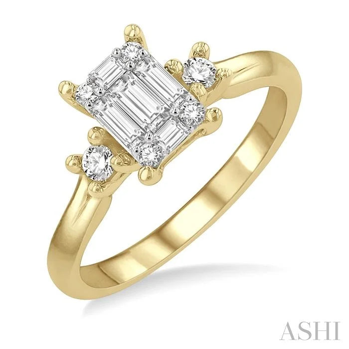 Emerald Shape Fusion Diamond Engagement Ring