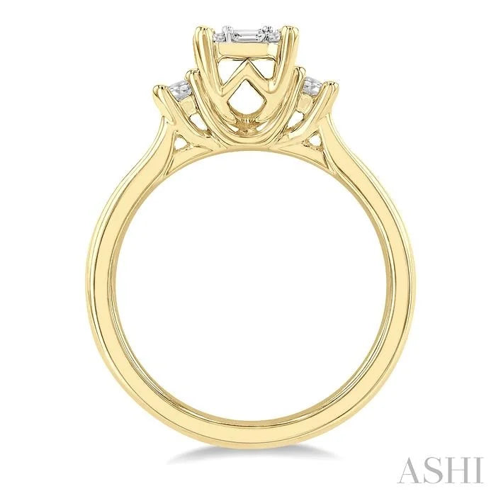 Emerald Shape Fusion Diamond Engagement Ring