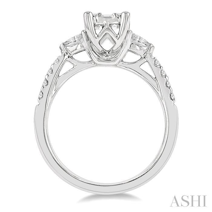 Emerald Shape Fusion Diamond Engagement Ring