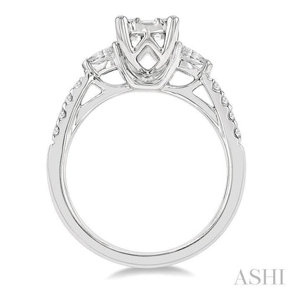 Emerald Shape Fusion Diamond Engagement Ring