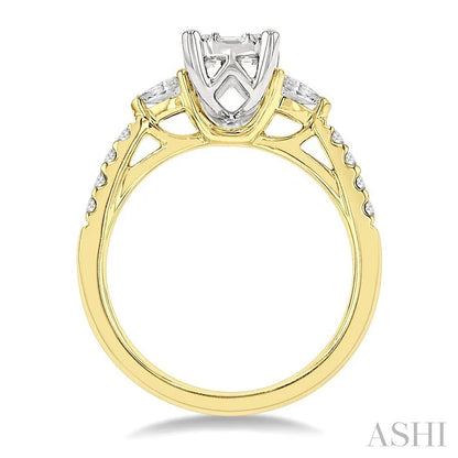 Emerald Shape Fusion Diamond Engagement Ring