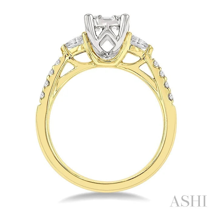Emerald Shape Fusion Diamond Engagement Ring
