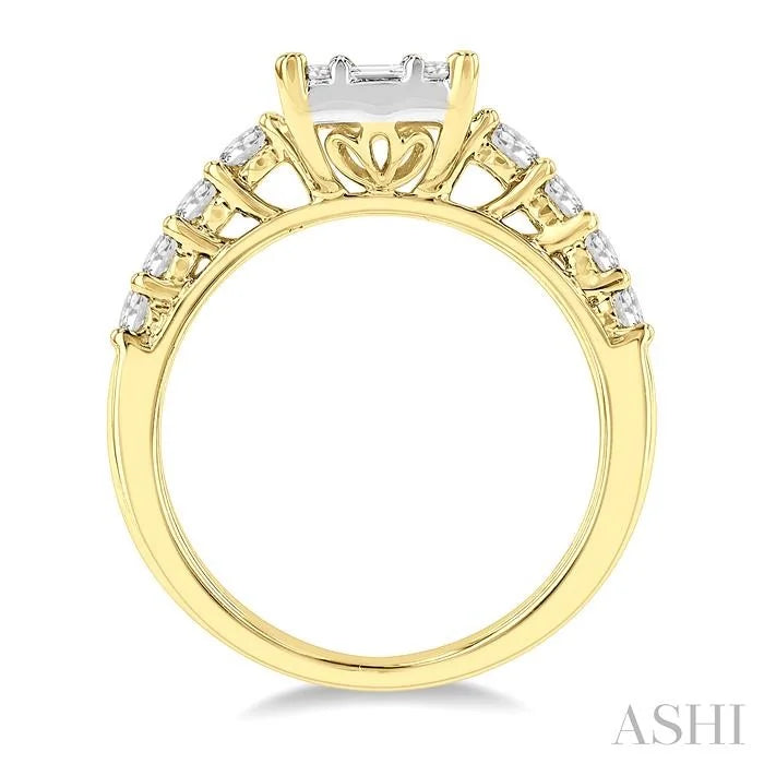 Emerald Shape Fusion Diamond Engagement Ring