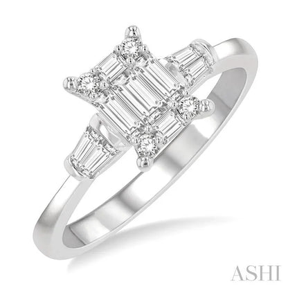 Emerald Shape Fusion Diamond Engagement Ring