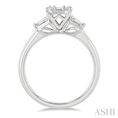 Emerald Shape Fusion Diamond Engagement Ring