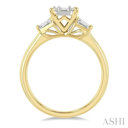 Emerald Shape Fusion Diamond Engagement Ring