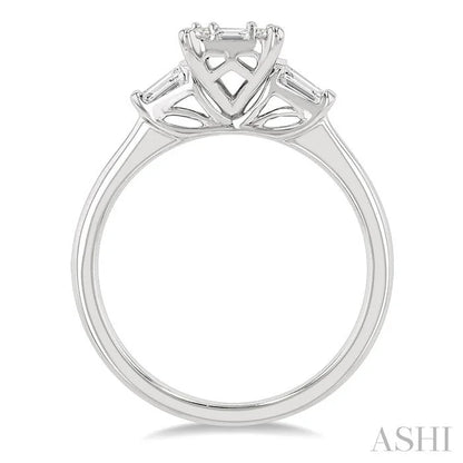 Emerald Shape Fusion Diamond Engagement Ring