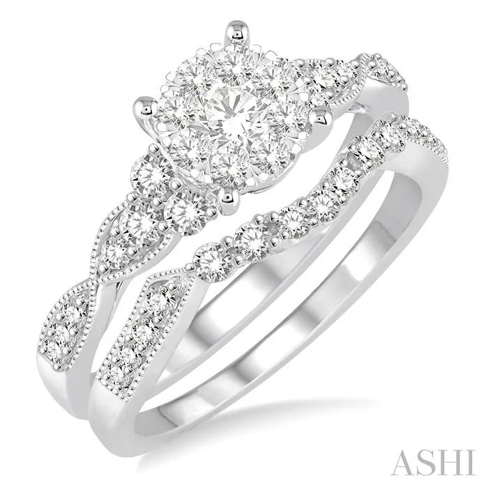 Round Shape Lovebright Diamond Wedding Set