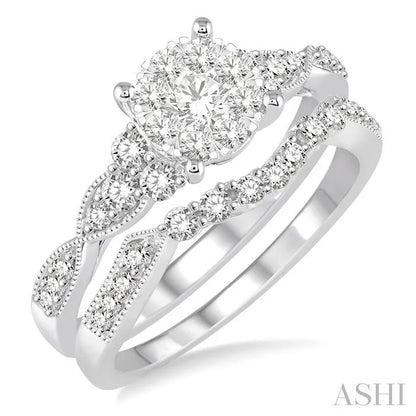 Round Shape Lovebright Diamond Wedding Set