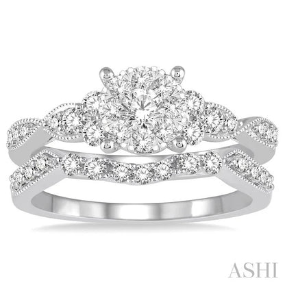 Round Shape Lovebright Diamond Wedding Set