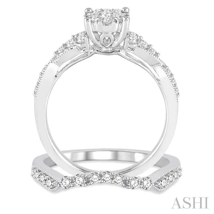 Round Shape Lovebright Diamond Wedding Set