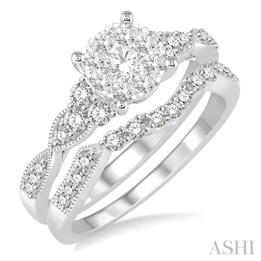 Round Shape Lovebright Diamond Wedding Set