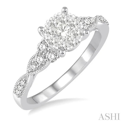 Round Shape Lovebright Diamond Engagement Ring