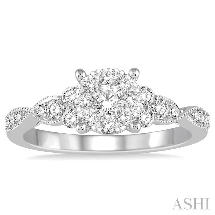Round Shape Lovebright Diamond Engagement Ring