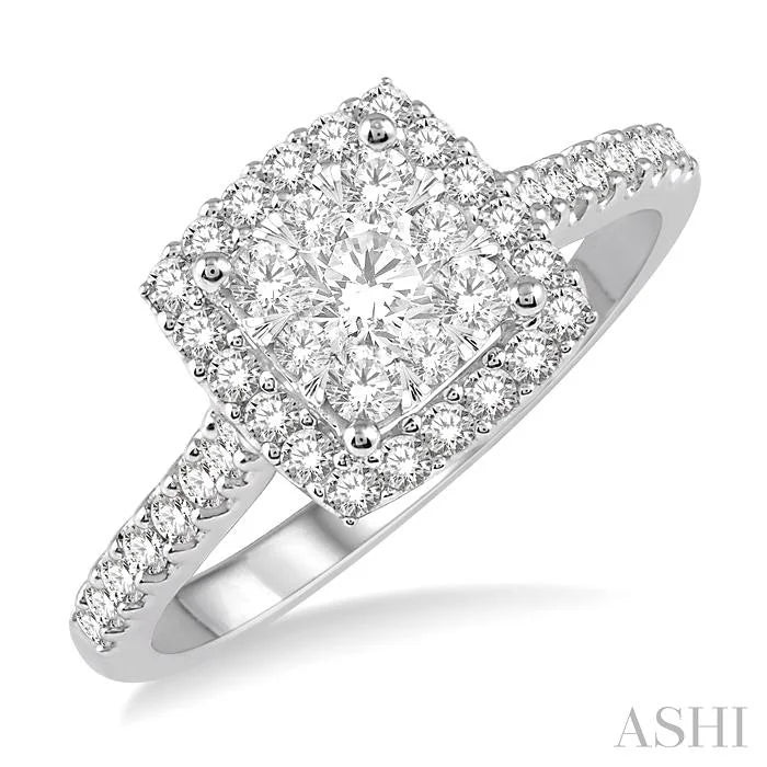 Cushion Shape Halo Lovebright Essential Diamond Engagement Ring