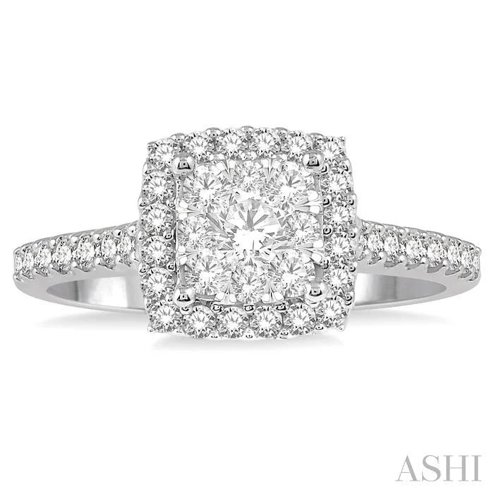 Cushion Shape Halo Lovebright Essential Diamond Engagement Ring