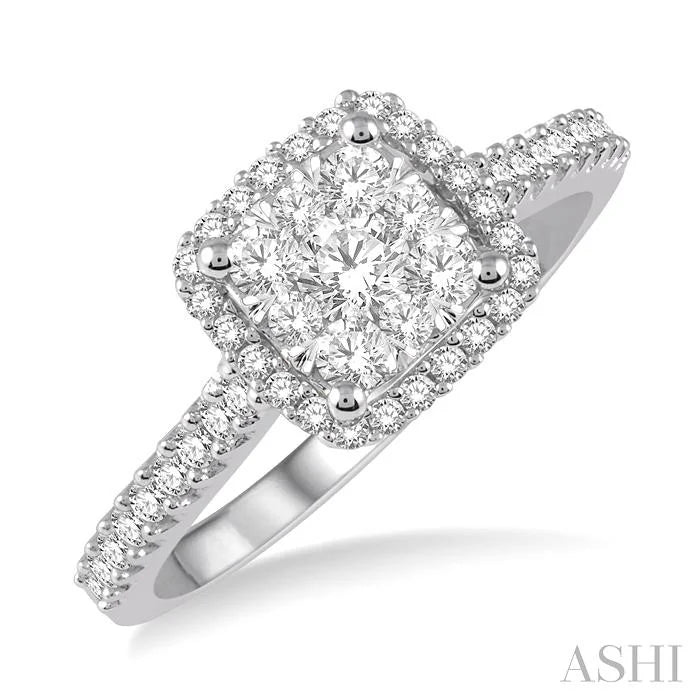 Cushion Shape Halo Lovebright Essential Diamond Engagement Ring