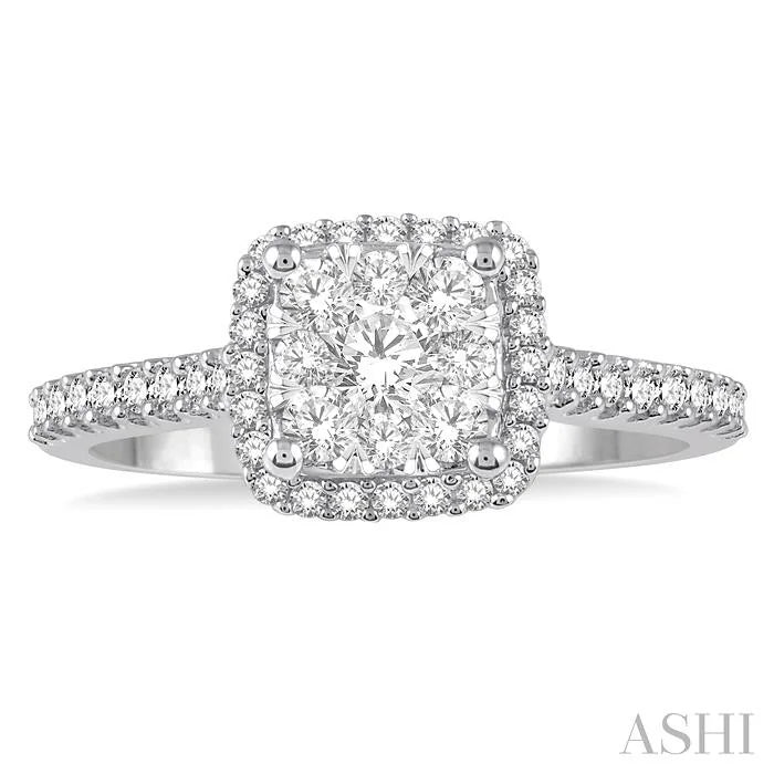 Cushion Shape Halo Lovebright Essential Diamond Engagement Ring