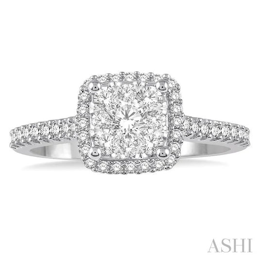 Cushion Shape Halo Lovebright Essential Diamond Engagement Ring