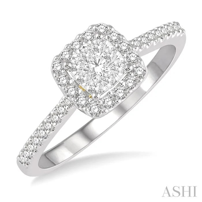 Cushion Shape Halo Lovebright Essential Diamond Engagement Ring