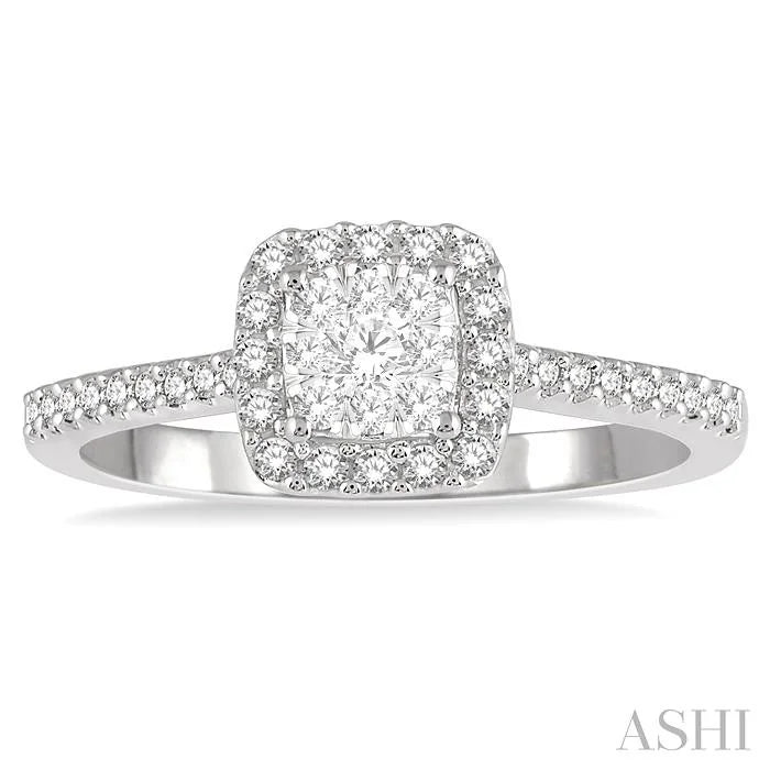 Cushion Shape Halo Lovebright Essential Diamond Engagement Ring