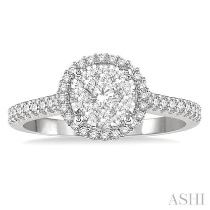 Round Shape Halo Lovebright Essential Diamond Engagement Ring