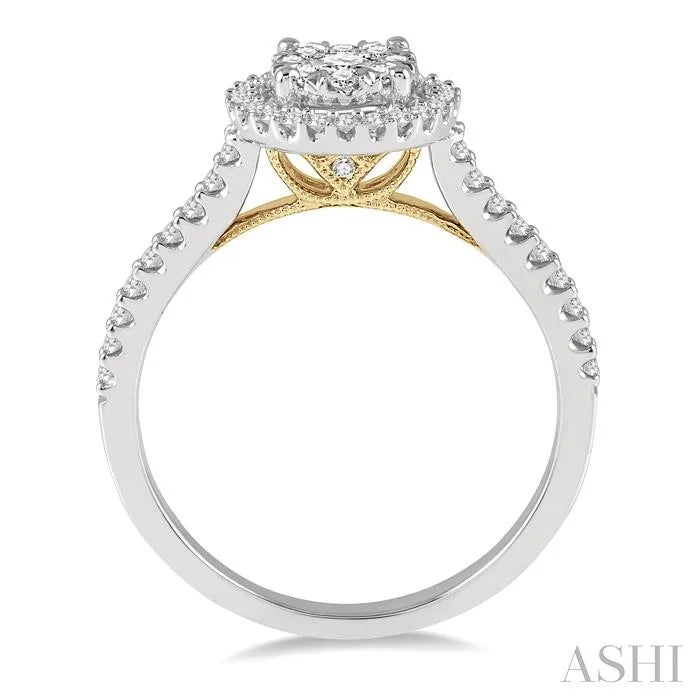Round Shape Halo Lovebright Essential Diamond Engagement Ring