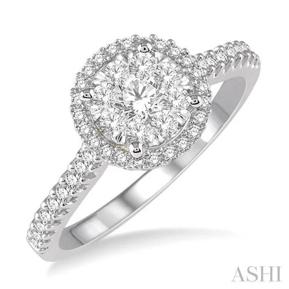 Round Shape Halo Lovebright Essential Diamond Engagement Ring