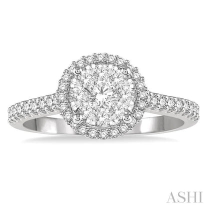 Round Shape Halo Lovebright Essential Diamond Engagement Ring