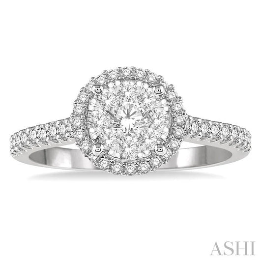 Round Shape Halo Lovebright Essential Diamond Engagement Ring