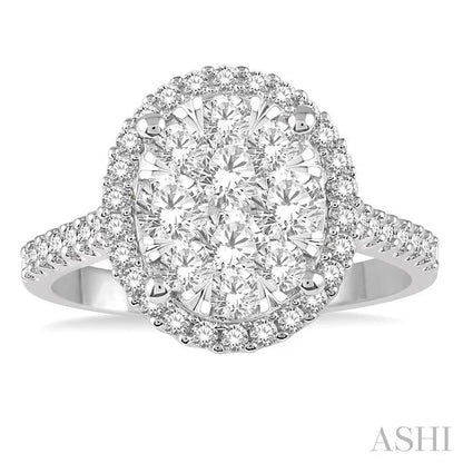 Oval Shape Halo Lovebright Essential Diamond Engagement Ring